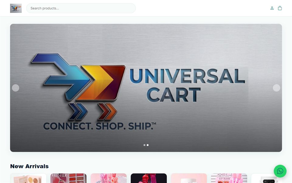 The home page of UniversalCart